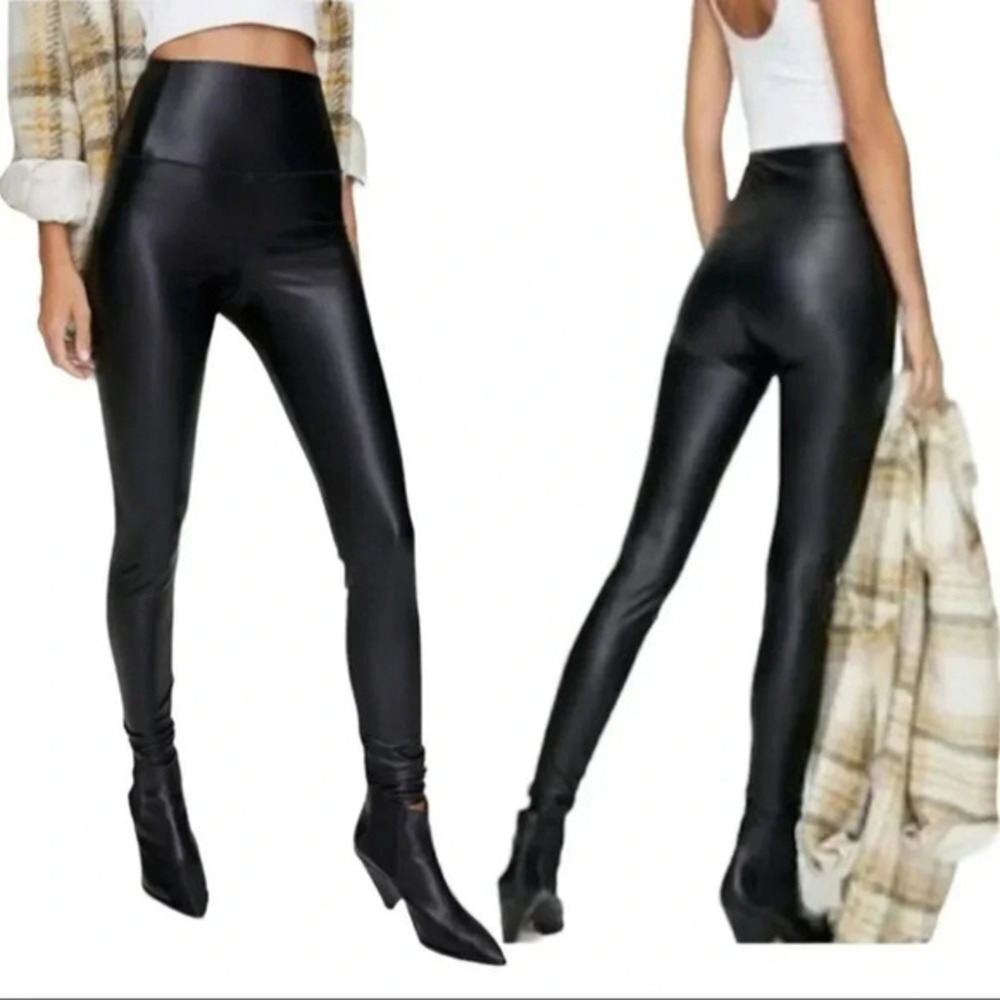 Wilfred Free Daria Leggings XXS Black Vegan Leather‎ High Rise Skinny Pants